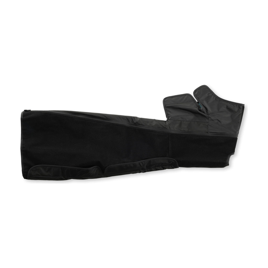 The full leg boot sleeve on white, fleece face up, showing the full length from foot to thigh.