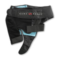 A black right shoulder sleeve on white, chest belt with the GAME READY wordmark above the fleece shoulder panel and the underarm strap hanging free.